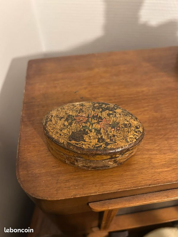 Boite en marqueterie de paille très ancienne 18ème siècle (image 1)
