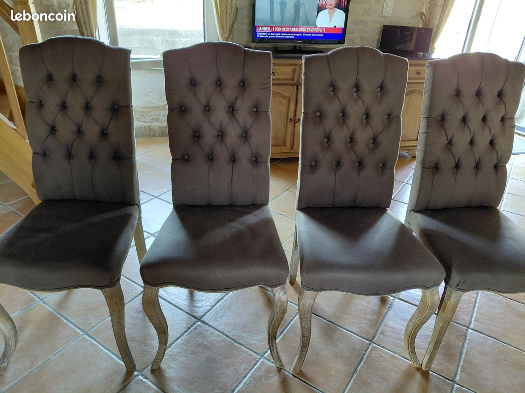 4 chaises capitonnees grises maison du monde (image 1)