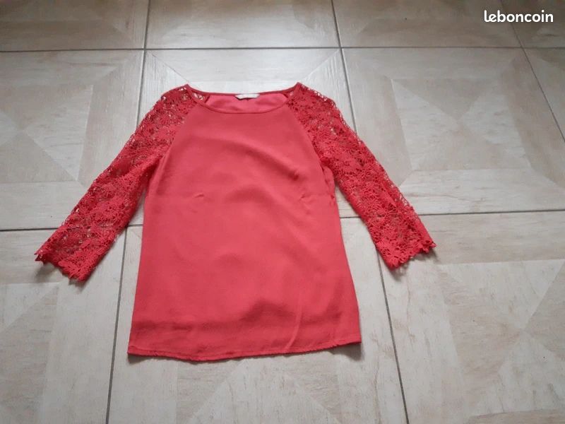 Blouse Longue Promod - Taille 36 - Marron - Coton - Manches Trois-quarts - Occasion En Très Bon état