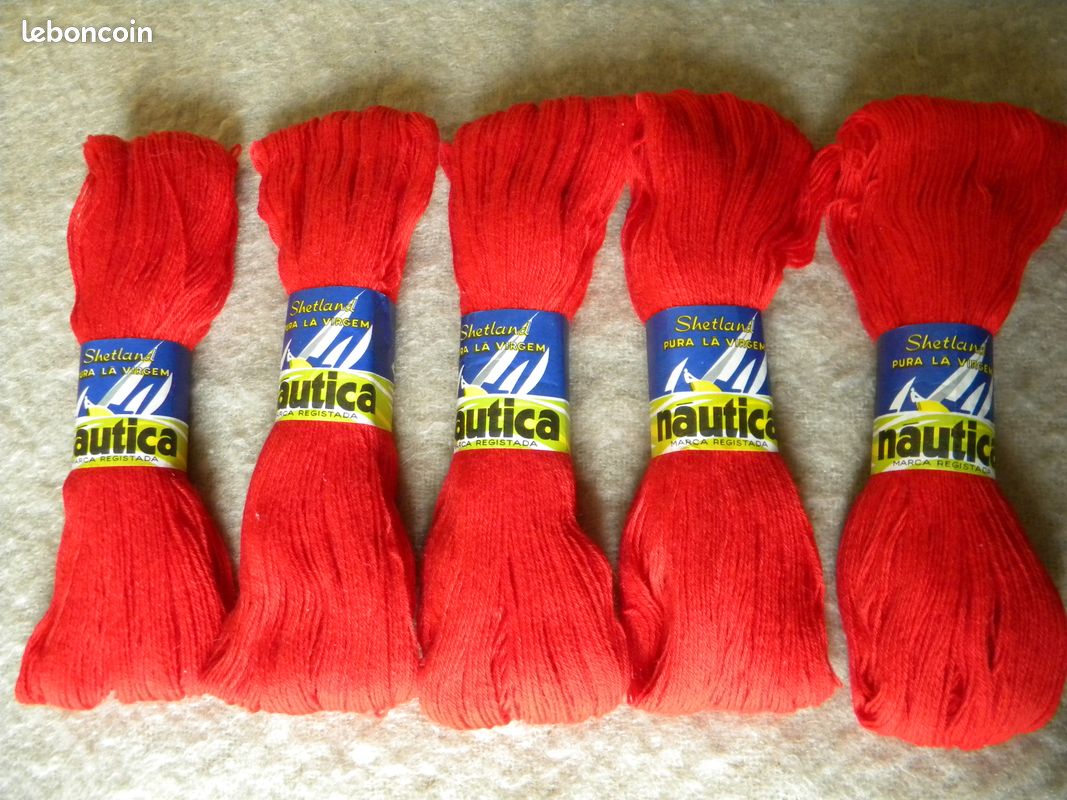 Laine à tericoter 5 écheveaux de 100g shetland rouge (image 1)