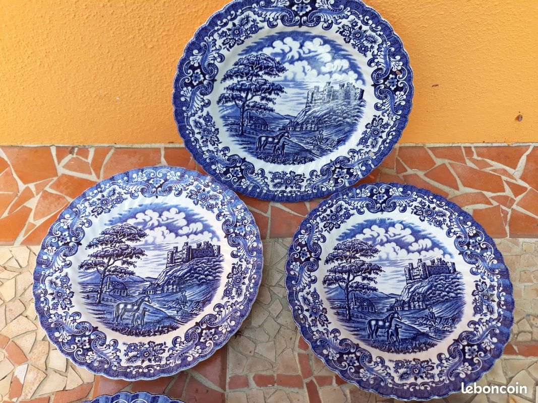 Lot 5 Assiettes plates Castle British Anchor Country Ironstone England Bleu (image 4)