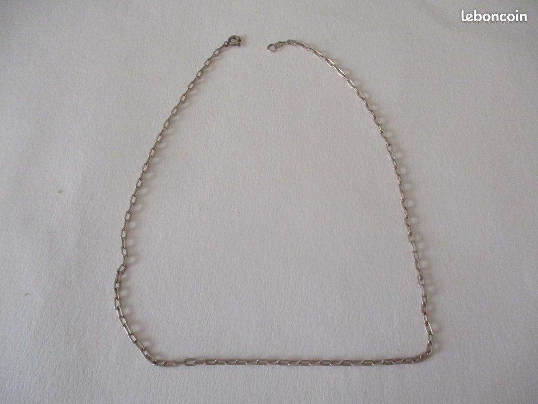 Collier Ancien En Argent à Grosses Mailles - Longueur 49,5 Cm, Poinçons, Occasion