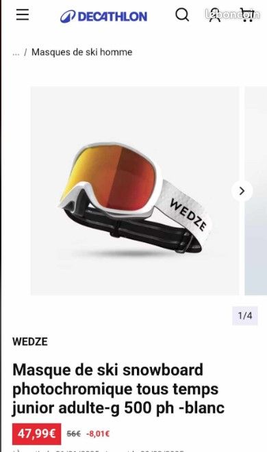 Masque Snowboard Wed'ze Sport Plein air