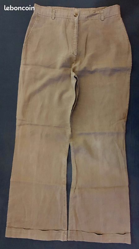 Pantalon lin camel (image 4)
