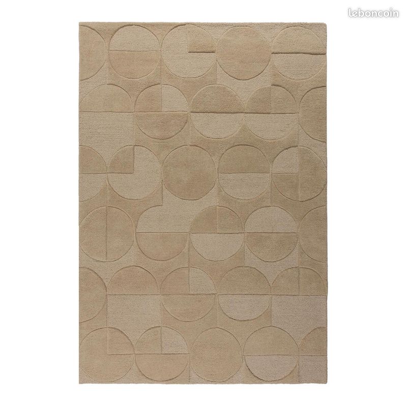 Tapis géométrique en laine design rectangle Gigi Beige 120x170 (image 1)