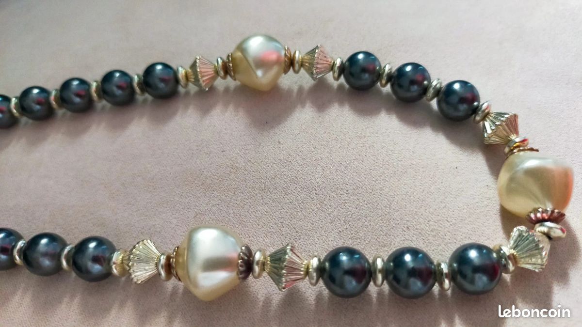 Collier Vintage Long Perles De Nacre Coloré 74cm - Superbe, Très Bon état