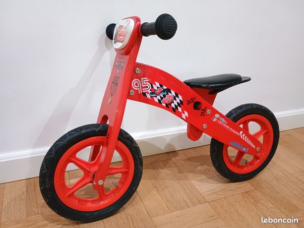Draisienne 2 En 1 En Bois Rouge – Vélo équilibre Avec Siège Amovible, Charge 30kg, Direction 135°