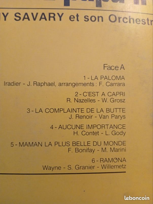 Vinyle 33t Chanson de Papa (image 3)