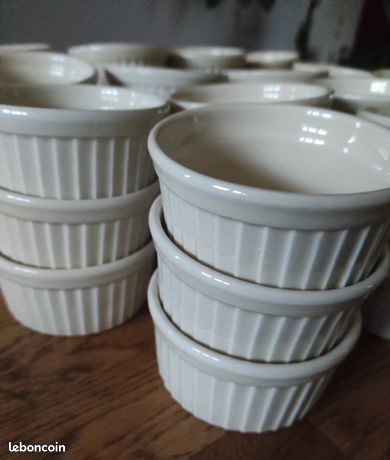 Lot De 10 Ramequins En Céramique 200 Ml - Idéal Soufflé, Crème Brûlée Blanc