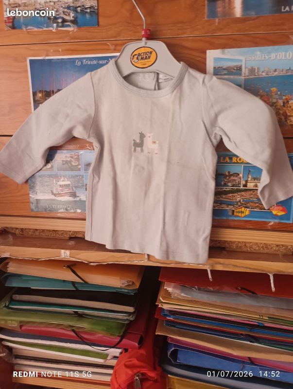 Tee shirt manches longues pour garçon taille 3 mois (image 1)