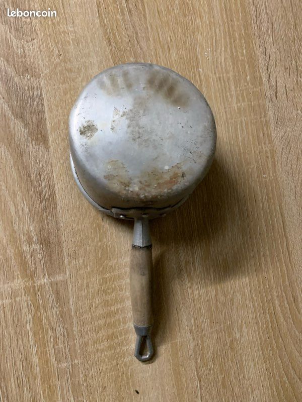 Ancienne Casserole Aluminium Vintage - 20 Cm - Manche Bois - Hauteur 10 Cm