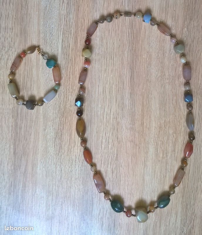 Parure de bijoux en pierres naturelles : bracelet + collier (image 2)