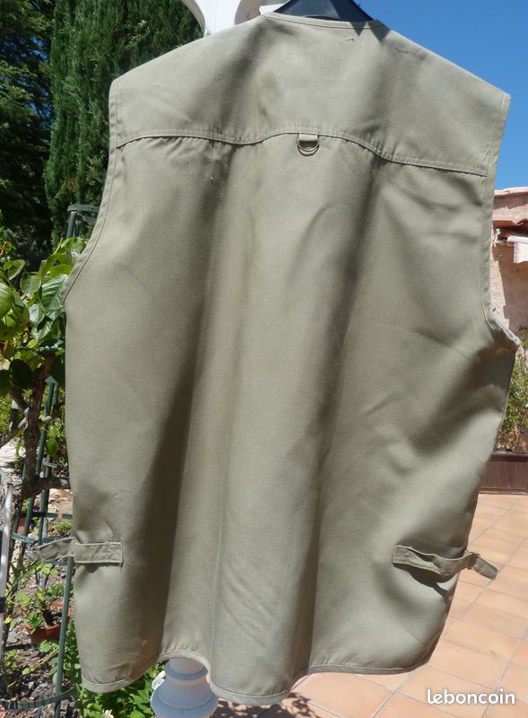 Gilet Homme XL Vintage Trail Designs - Mult Poches Olive - Chasse, Pêche, Photo, Safari