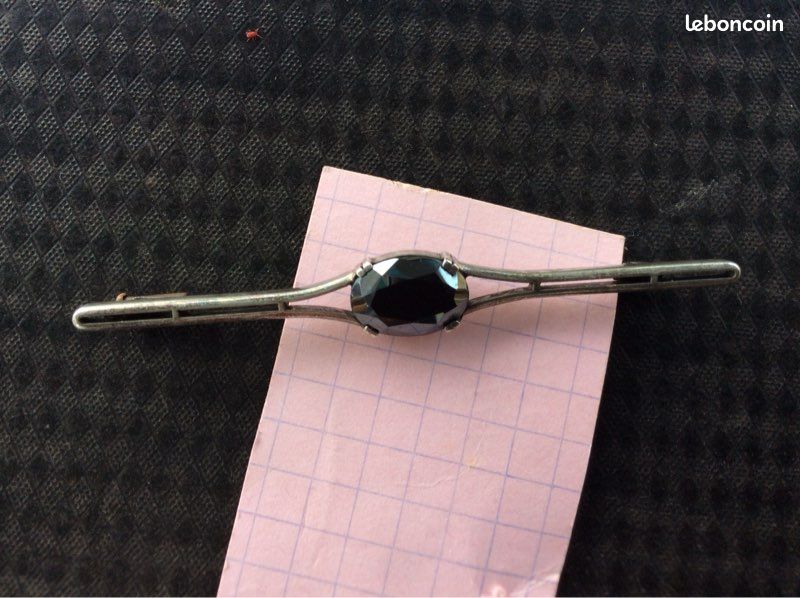 Ancienne broche argent et solitaire marcassite (image 1)
