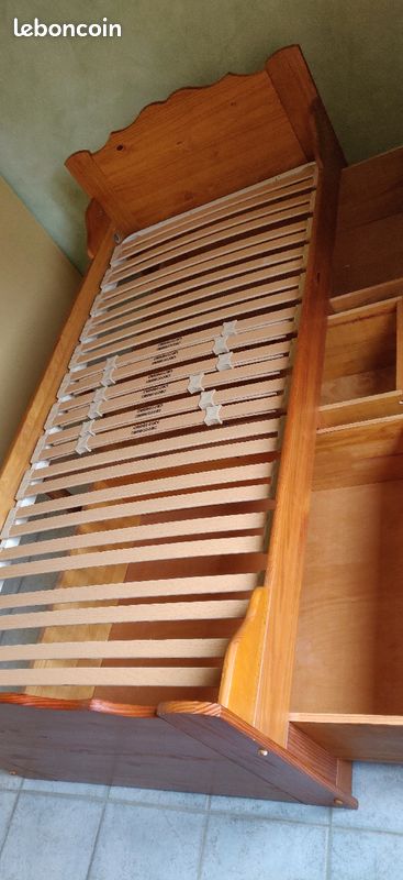 Lit 90 1p + sommier + matelas (image 1)