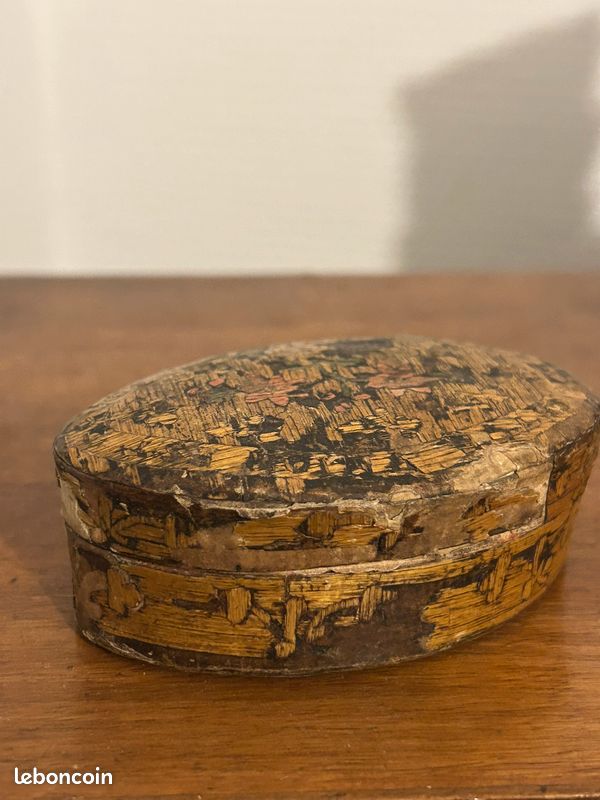Boite en marqueterie de paille très ancienne 18ème siècle (image 5)