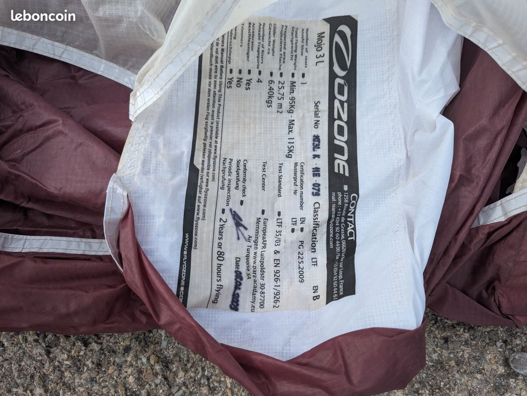 Aile De Kite Ozone Mojo PWR 20m – Neuve, Jamais Volée – Taille 20