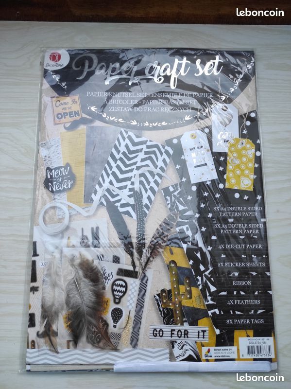 Set de scrapbooking motifs savane format A4, feuilles + ruban + plumes, NEUF emballé (image 5)