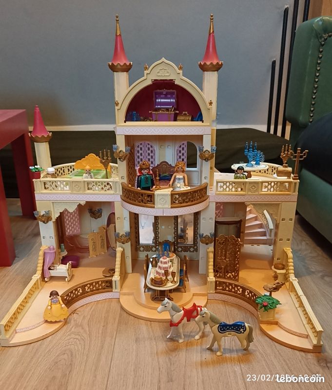 Lot Playmobil Vintage Château Princesse Avec Portes Dorées étage Set 4250 De 2005 - Occasion