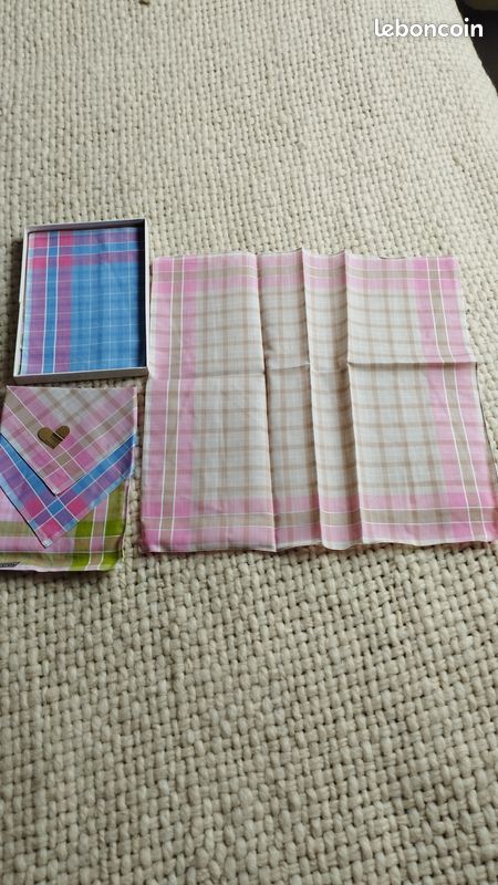 Lot 6 mouchoirs pur coton-Blangil diamant mercerisé- NEUF (image 2)