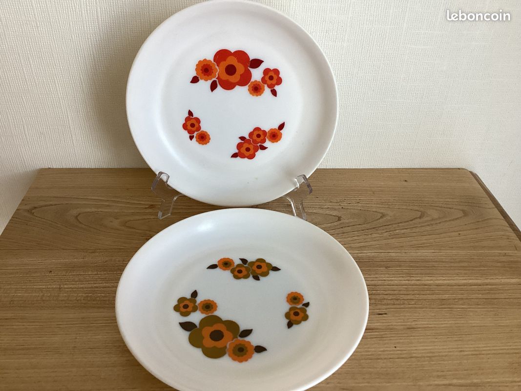 Lot De 6 Assiettes Creuses Arcopal Lotus Vintage – Années 70 – Porcelaine Comme Neuves