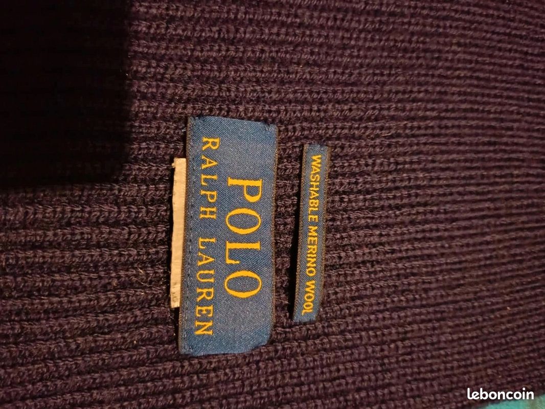 Écharpe Polo Ralph Lauren - 100% Laine Mérinos - Bleu Marine (image 6)