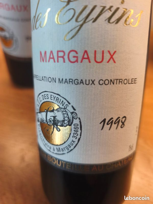 2 bouteilles Margaux château des Eyrins 1998 (image 3)
