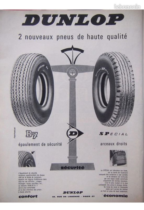 PUBLICITE ANCIENNE 1955 Voiture Pneu Dunlop Super D5 Courses Automobiles Tyre Ad EUR 5,70 - FR