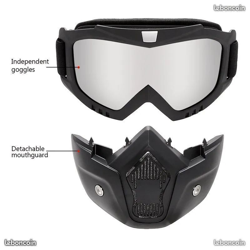 Masque et lunettes détachables pour casque moto Jet - Équipement moto