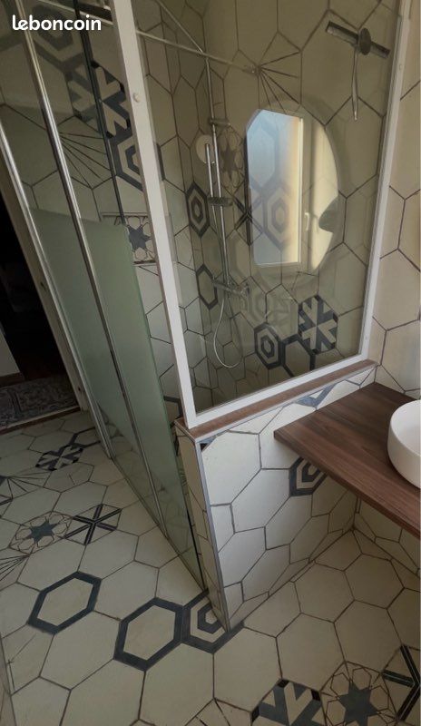 Paroi de douche à l’italienne verre sérigraphié L.90cm avec déflecteur verre sérigraphié L.40cm chromé - Leroy Merlin (image 2)