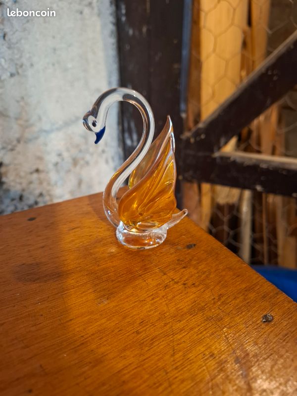 Deux cygnes verre soufflé (image 5)