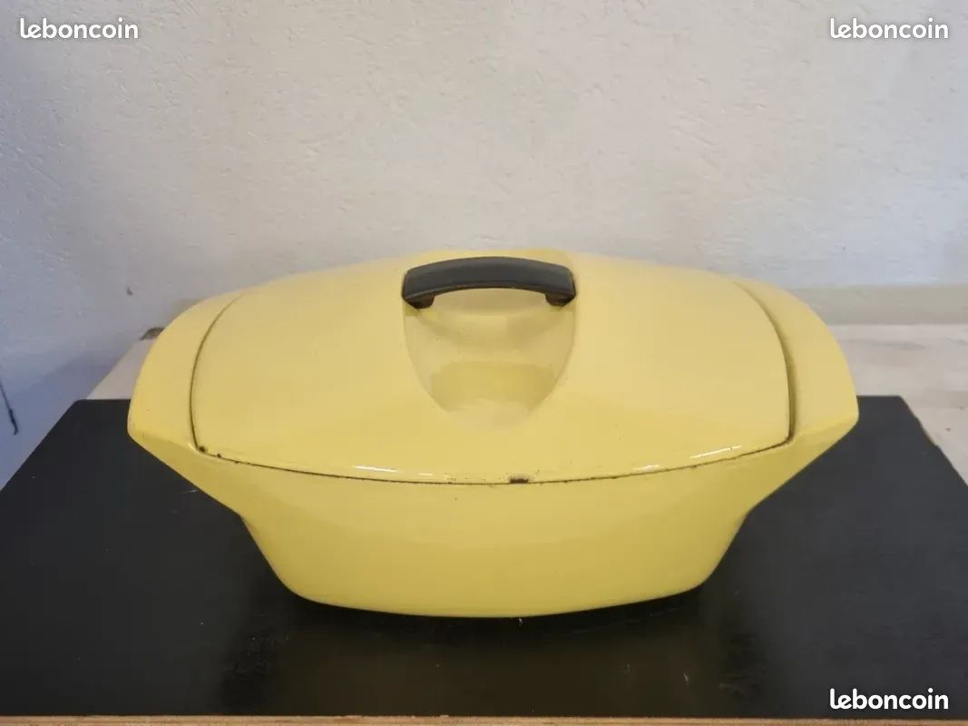 Cocotte Le Creuset Vintage Jaune - Design Raymond Loewy, Fonte émaillée, Faitout Ancien
