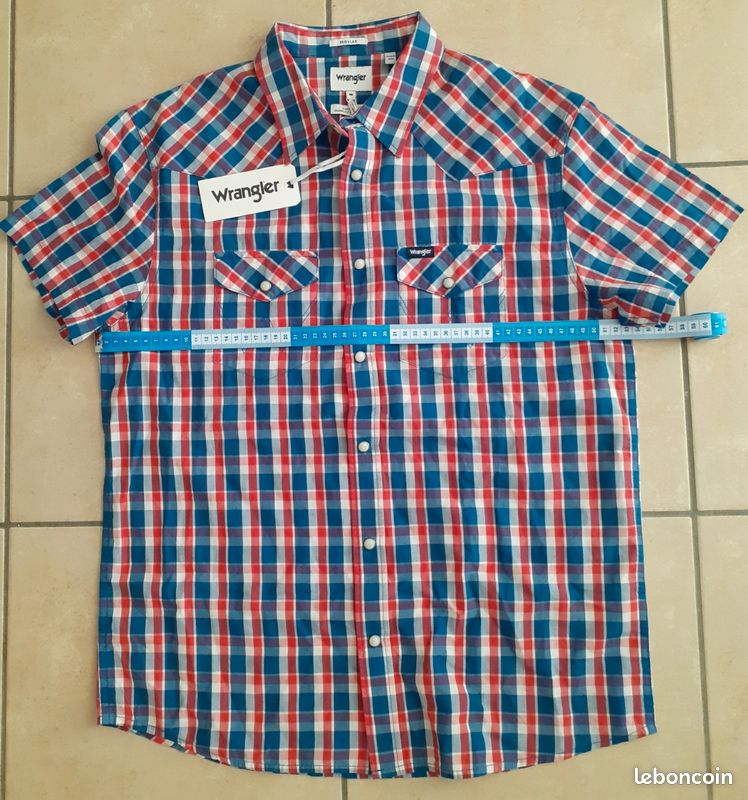 Chemise à carreaux Wrangler chemisette à manches courtes pour homme taille M (image 3)