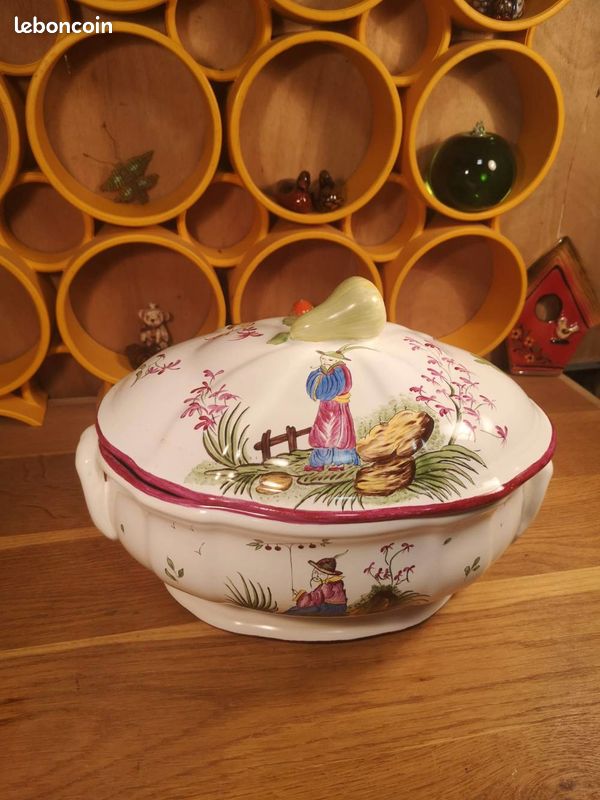 Soupière en Faïence Décor Chinoiseries Peint Main (image 3)