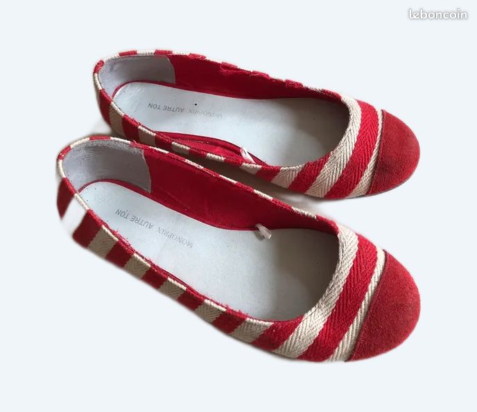 Ballerines rouges et blanches, 36 Chaussures