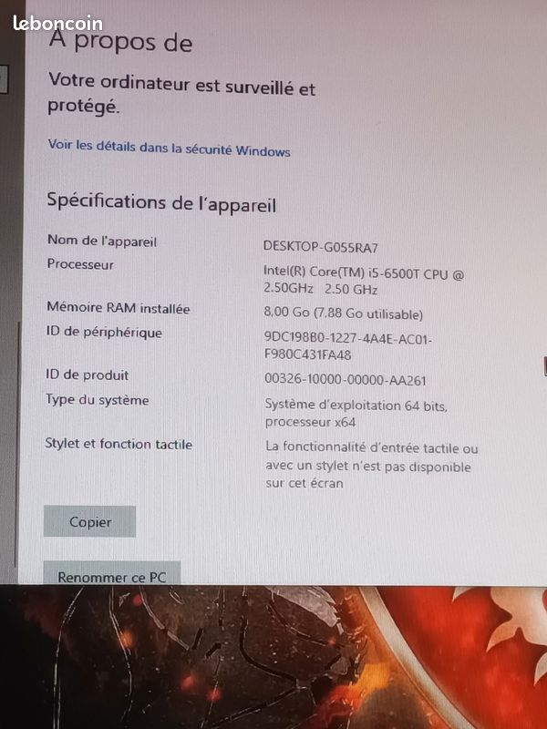 Pc de bureau HP EliteDesk 800 G2 35W / Intel core i5 vPro 8GO RAM, SSD 250Go pour une réponse rapide (image 2)