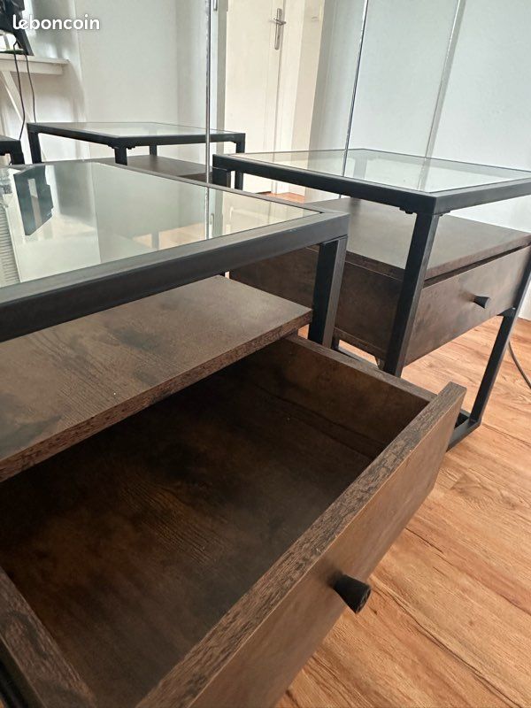 Lot de 2 tables de chevet industrielles (image 2)