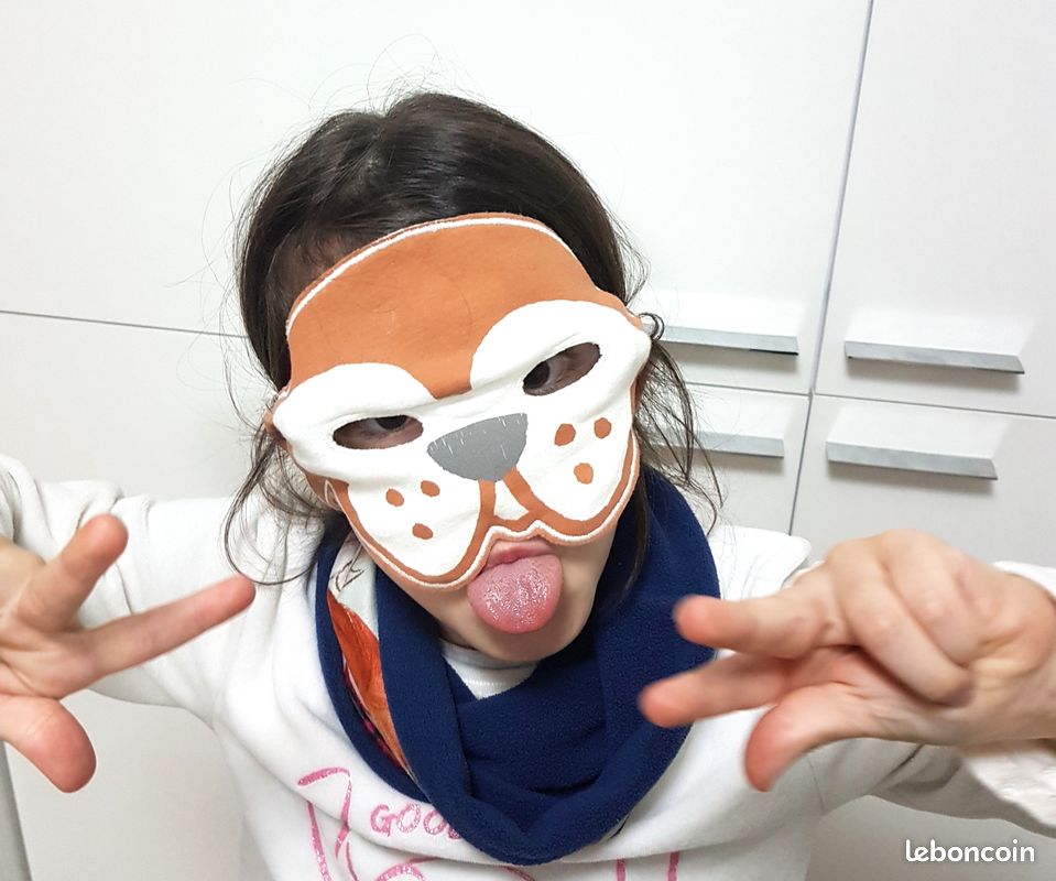 Masque de déguisement en COTON - chien - pour bébé ou jeune enfant jusqu'à 7 ans (image 1)