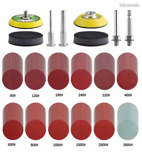 Disques De Ponçage Pour Carrosserie Grain 320 - 7 Trous, Vert, Lot De 50