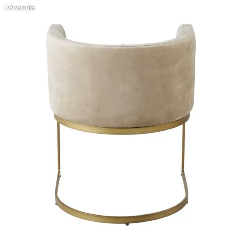 Fauteuil chaise en velours taupe pieds en acier coloris laiton REQUIEM MAISON DU MONDE NEUF (image 3)