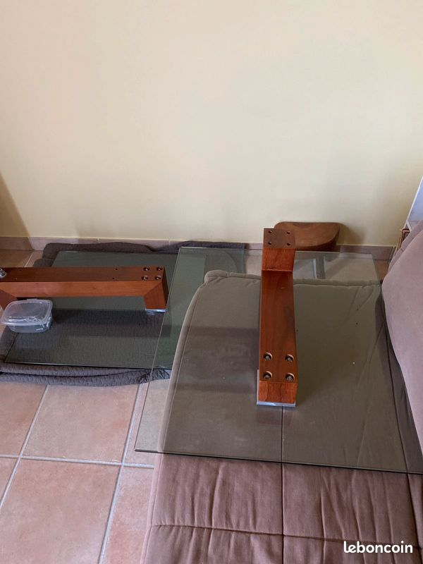 Table basse verre et bois (image 3)