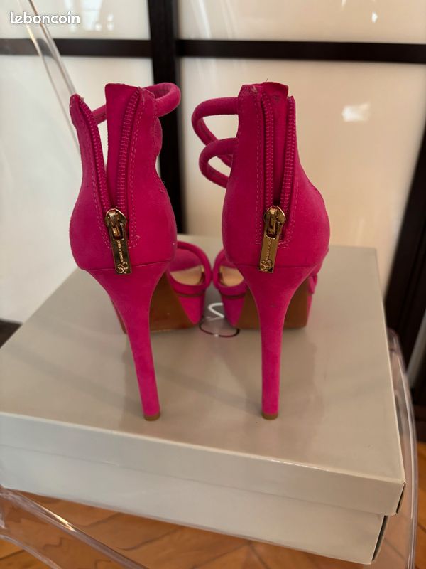 Sandales talon haut Fuchsia T37 (image 3)