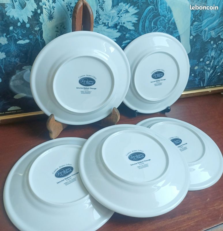 5 assiettes à dessert en porcelaine d'Auteuil – Jacques Lobjoy – Vintage (image 8)