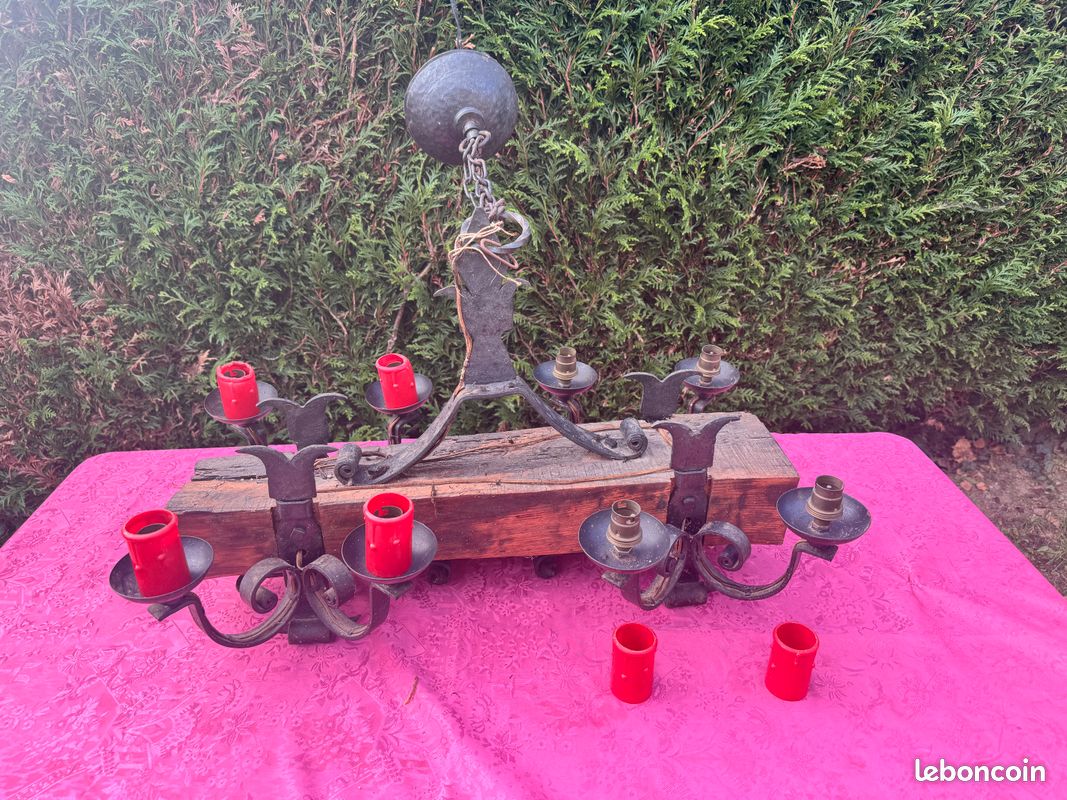 Lustre buche fer forgé (8 lampes) (image 1)