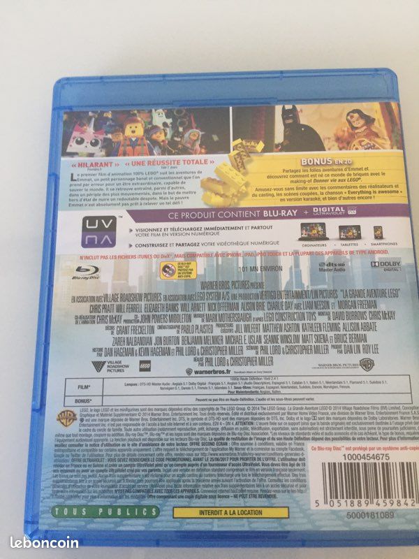 DVD la grande aventure lego en Blu-ray disc (image 2)
