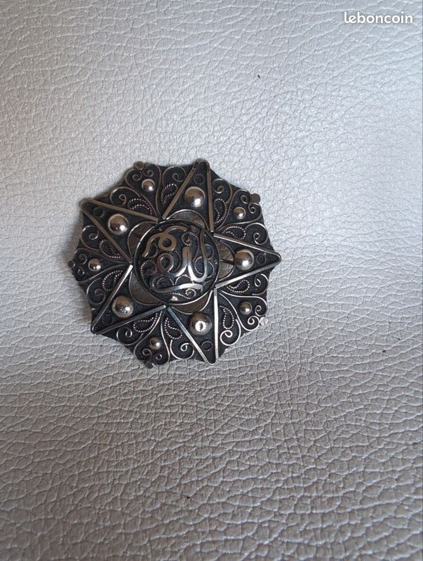 Broche En Argent Style Afrique Du Nord - Occasion - Bijou Ethnique Vintage