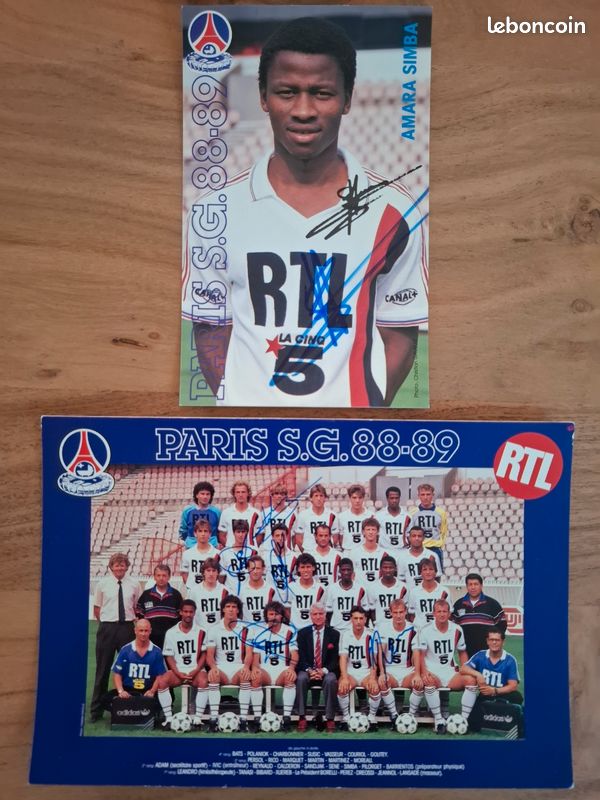 Collection 20 Cartes Officielles PSG Paris Saint-Germain – Saison 1988/89 – Rare
