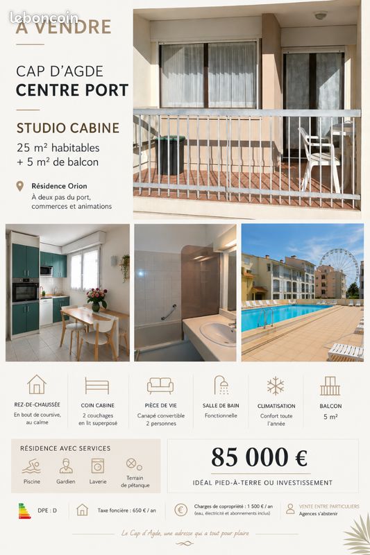 Appartement 1 pièce 25 m² · à Agde · 25 m² · 85 000 €