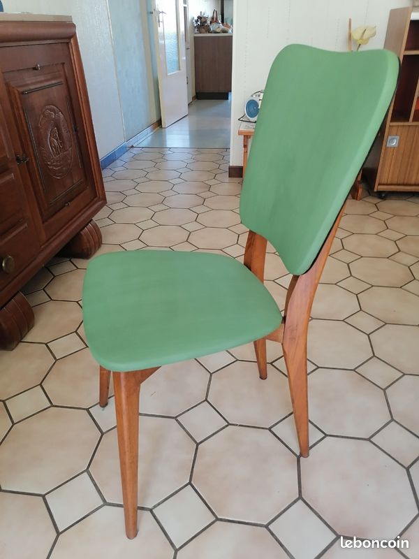 Lot de 2 chaises vintage verte et bois (image 3)