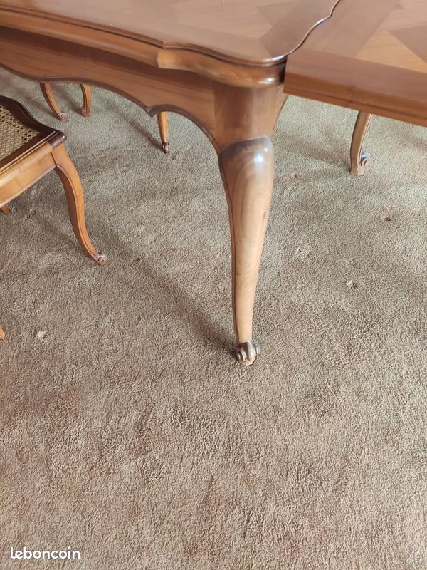 Table marquetée régence massif 4 chaises (image 5)